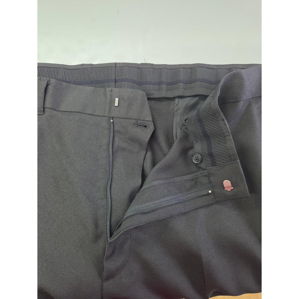 CM Silver Edition Men Black Flat Front Dress Pants Slacks 50x32 Polyester Office - Picture 5 of 10